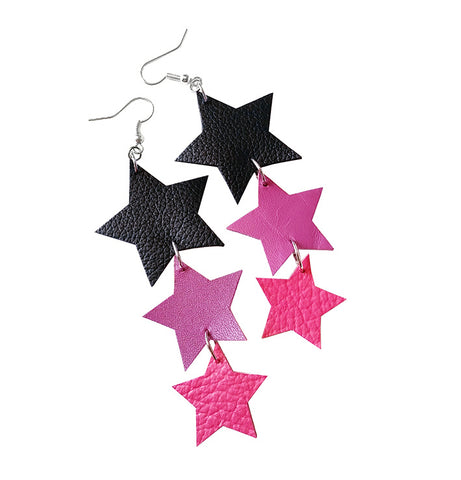 handcrafted leather star earrings