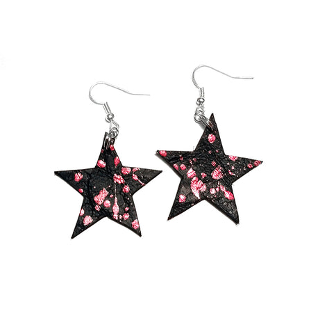 handcrafted leather star earrings