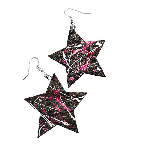 handcrafted leather star earrings