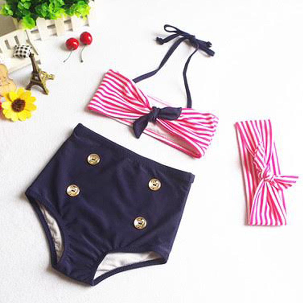 unique retro girls high waisted bikini