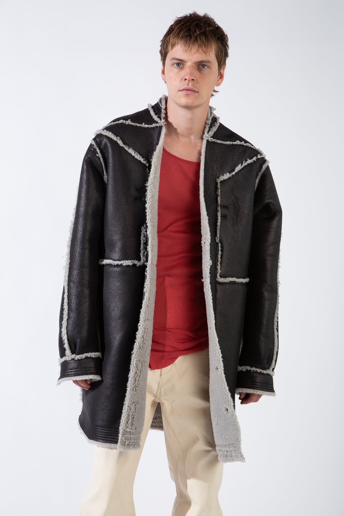 ショッピングを 本人着用 Rick Owens cut out jumbo outershirt