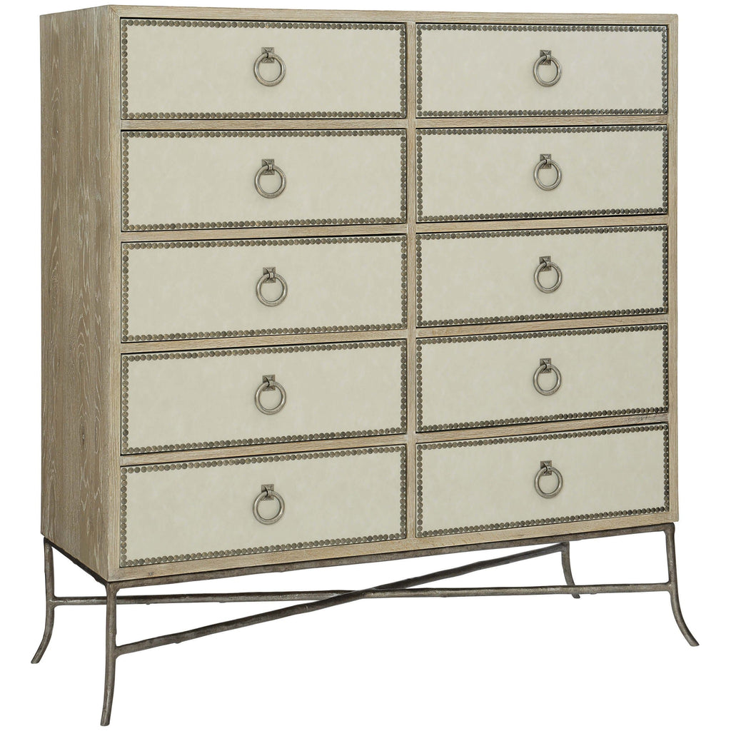 Rustic Patina Ten Drawer Tall Chest Sand High Fashion Home