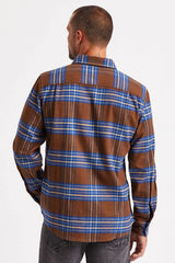 Brixton Bowery LS Crossover Flannel Men Washed Brown/Mineral Blue