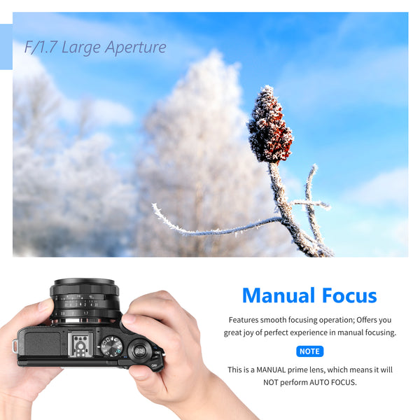 Neewer 35mm F/1.7 Large Aperture HD MC Manual Prime Fixed Lens APS-C