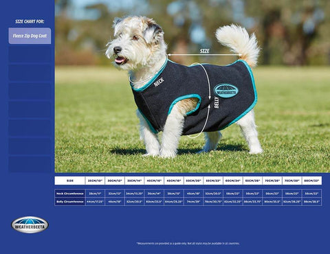 weatherbeeta fleece zip measurement guide for dogs - PetnPony