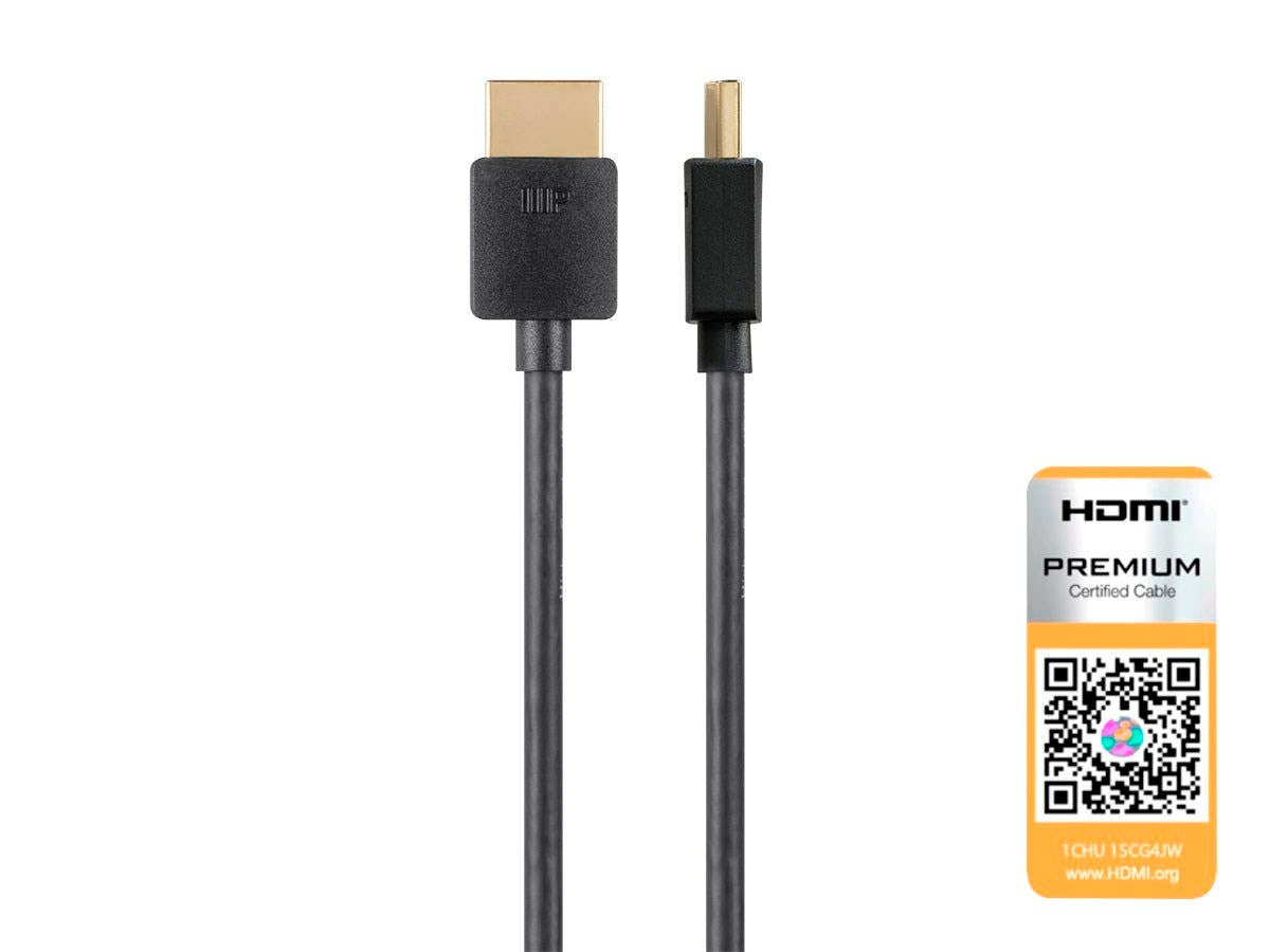 Monoprice High Speed HDMI Cable - Black - Certified Premium, 4K@60Hz, HDR,  18Gbps, 36AWG, YUV, 4:4:4 - Ultra Slim Series – Monoprice Europe