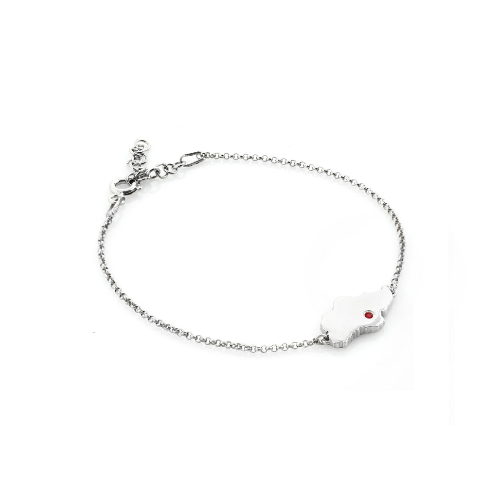 Home Â» Bracelet Â» Singapore island bracelet in white gold with red ...