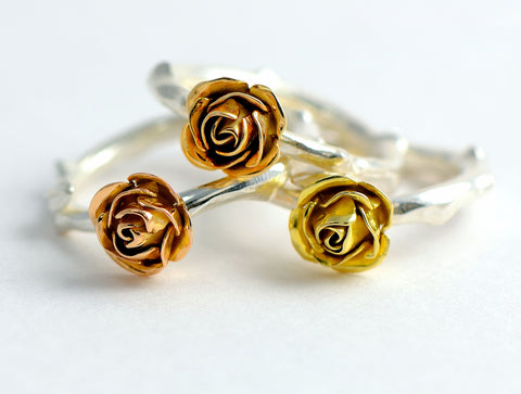 red and yellow ecogold roses ring, gold rose ring 