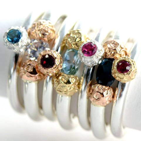 ecogold rings, red ecogold,, silver and ecogold 