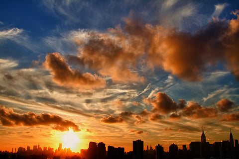 Manhattanhenge, sunset, manhattan, nyc, new york, clouds