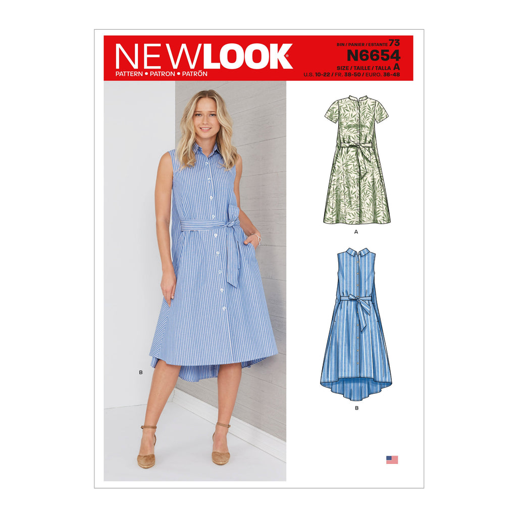 New Look Sewing Pattern 6654 Shirt Dress With Flared Back