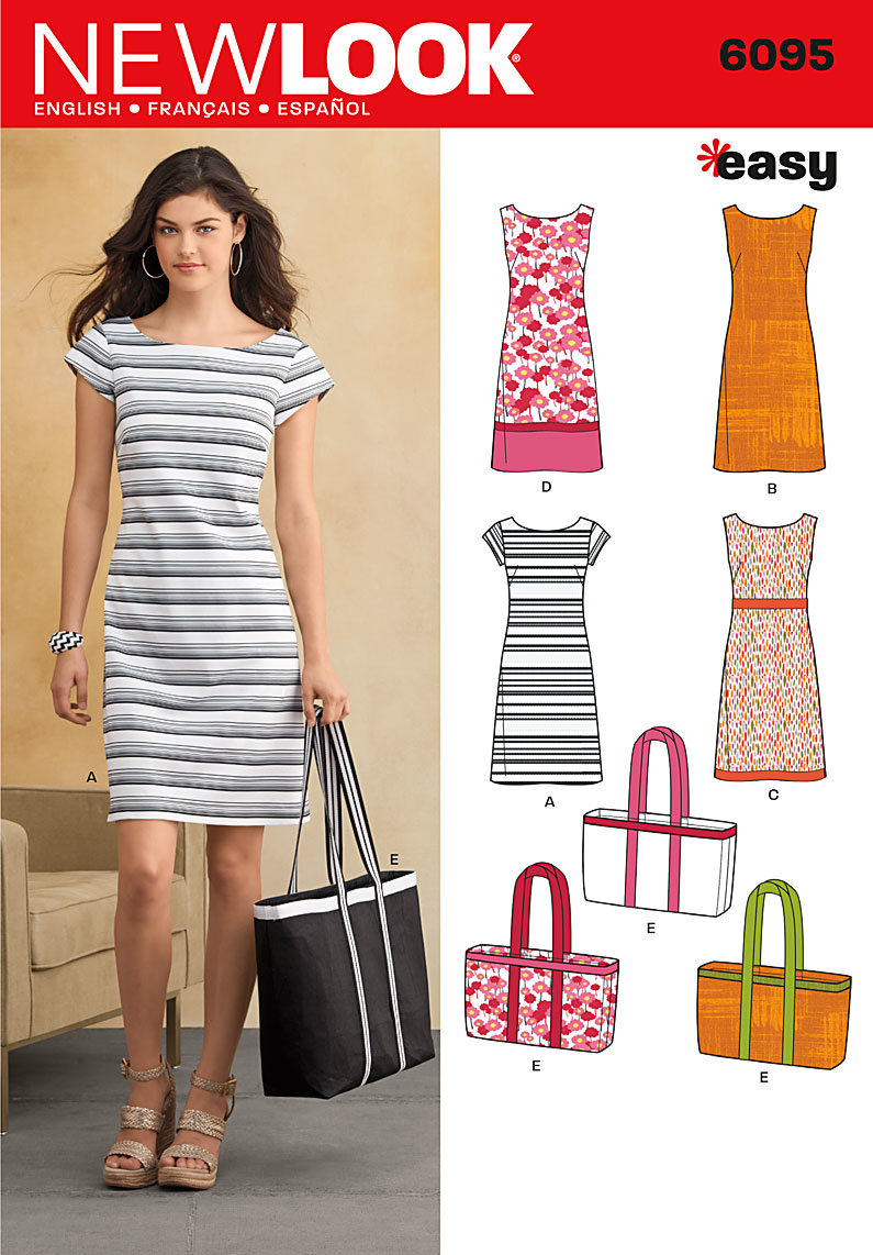 New Look Easy Sewing Pattern 6095: Misses Dresses and Bags