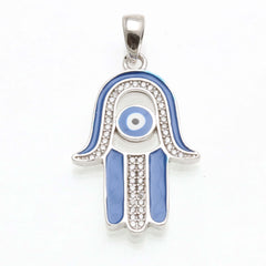 Sterling Evil Eye Hamsa Pendant Enamel