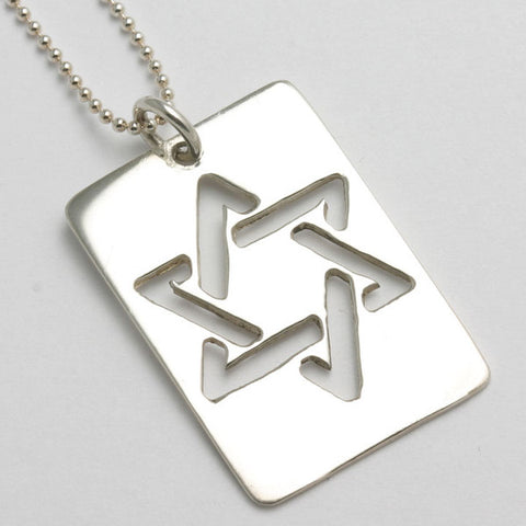 Sterling silver Star of David dog tag necklace