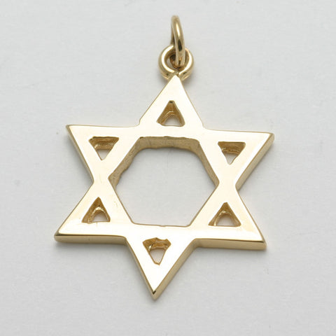 14K yellow gold Star of David solid pendant