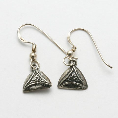 Silver hamantashen earrings