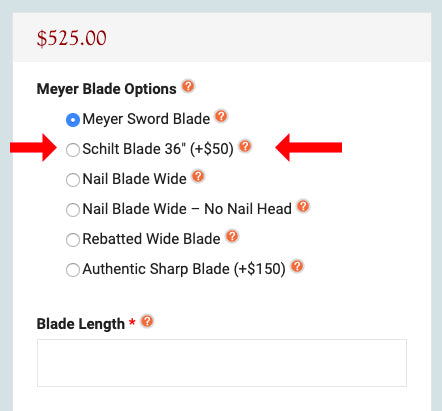 options menu for schilt blade