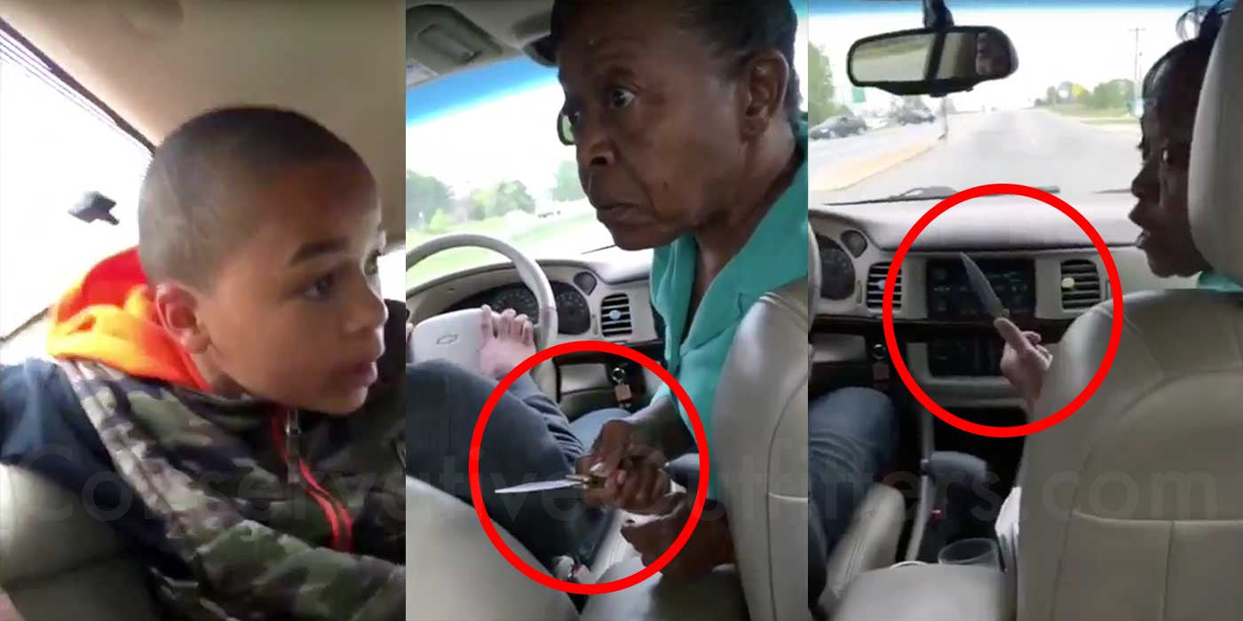 Ghetto Grandma Pulls Knife On Her Grandson For Disre