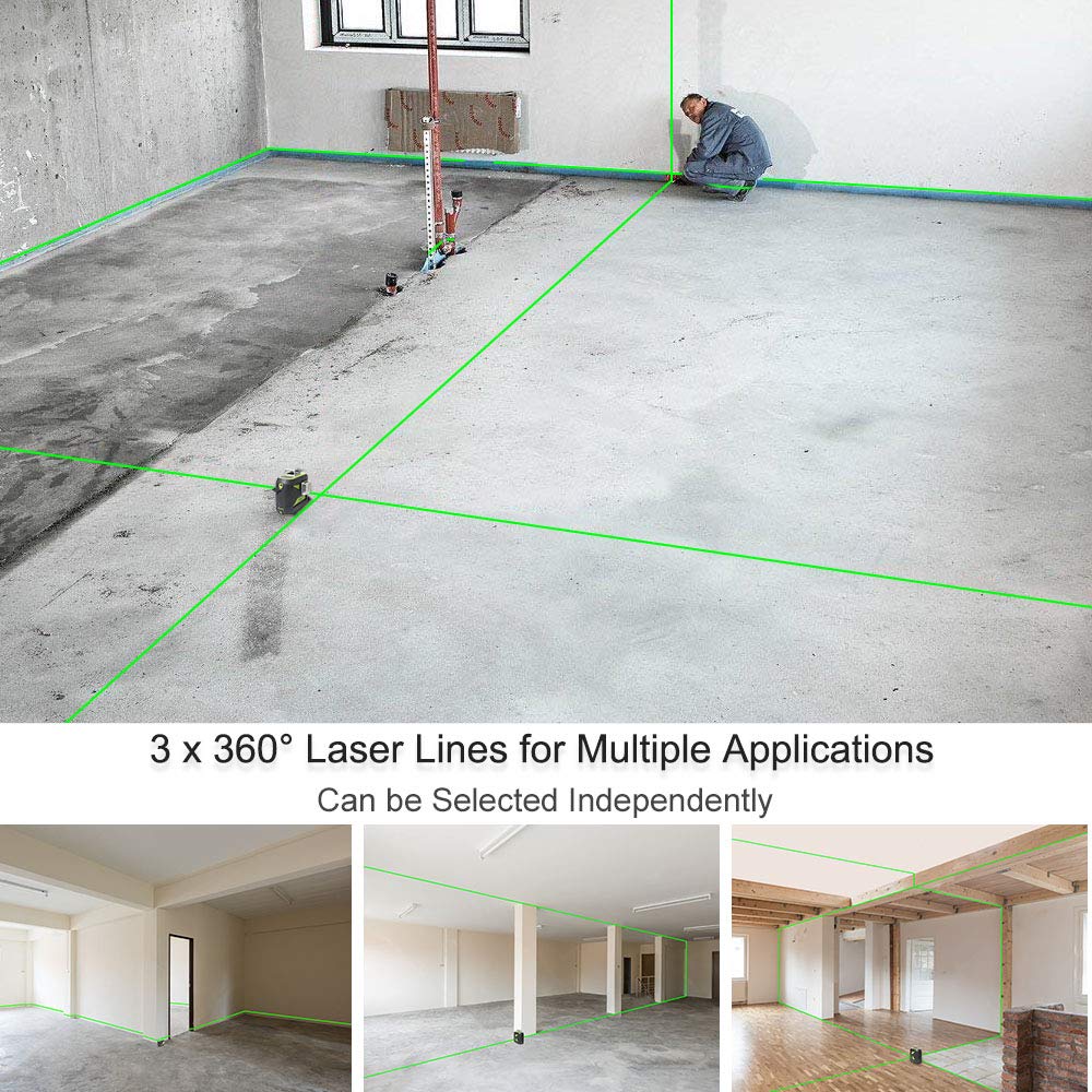 3 spot green laser level application