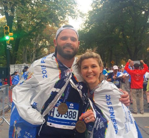 Bryan and Erin after running NYC Marathon
