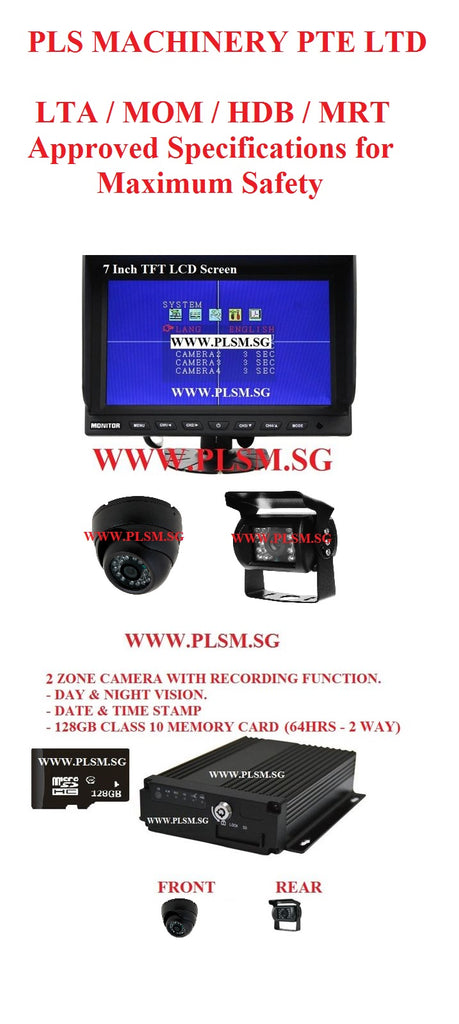 A02.  APPROVED 2 ZONE RECORDING FUNCTION IN-CABIN CAMERAS FOR EXCAVATORS AND LIFTING MACHINES  WITH LCD SCREEN AND SD CARD FOR HYDRAULIC EXCAVATORS. USED IN LTA, LRT, MRT, HDB, PUB, WSHC SITES.