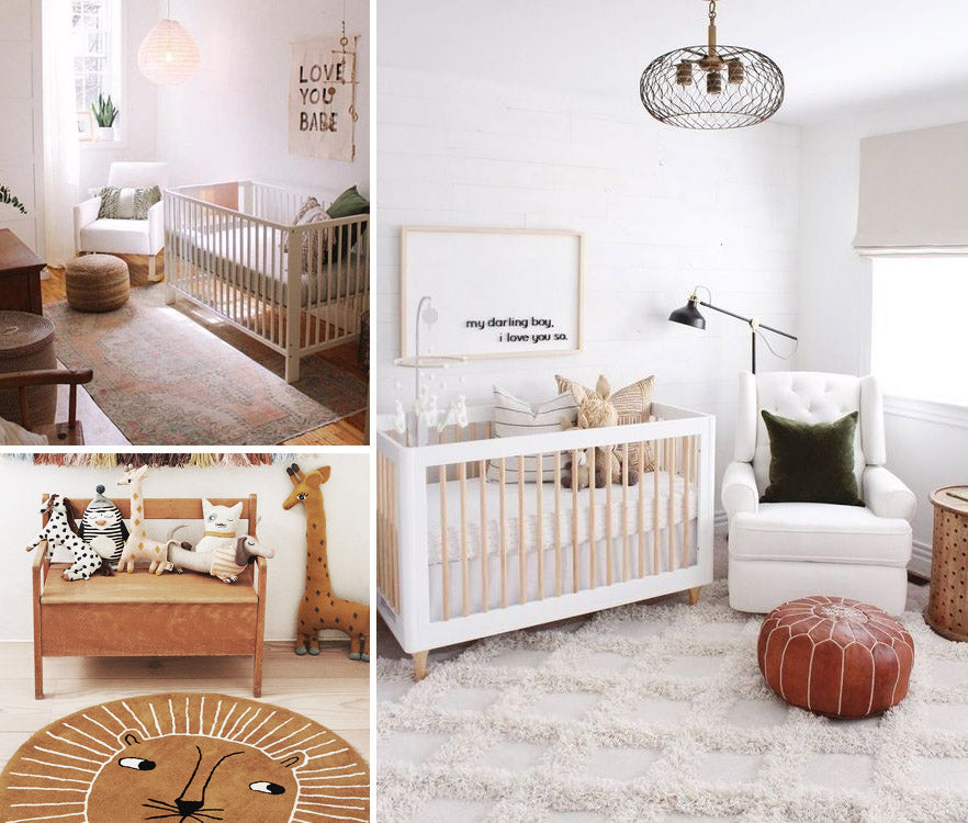 images of nursery flooring options including area rugs