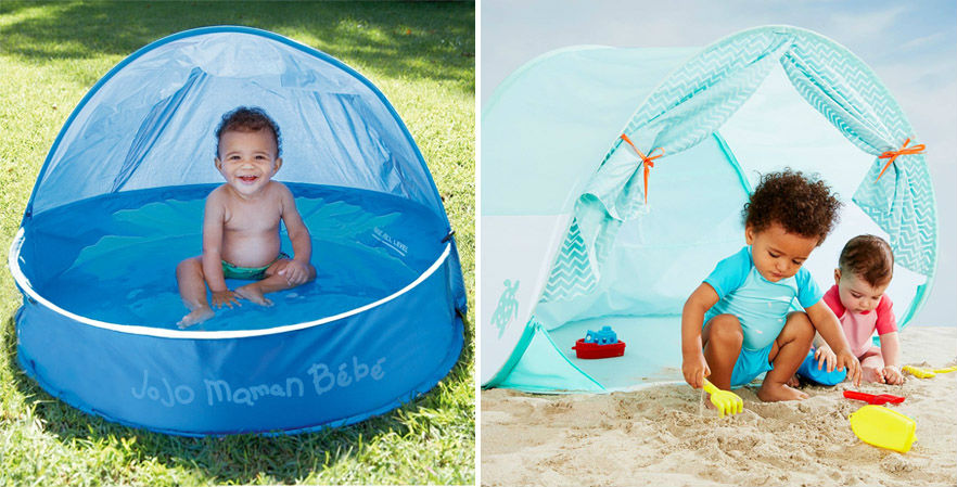 pop-up tent and paddling pool with shade