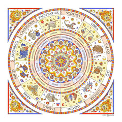 Astrology zodiac inspired silk scarf by ANNE TOURAINE Paris™; white color