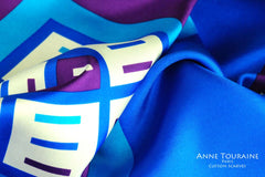 High end silk scarves: vibrant blue and purple color