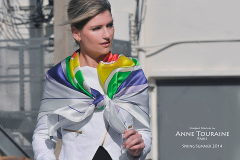 How to wear large silk scarves: Check ANNE TOURAINE Paris™ lookbook