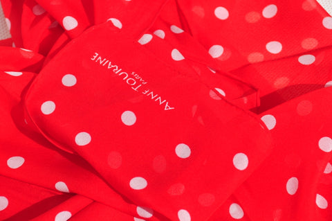 Red polka dot silk scarf by ANNE TOURAINE Paris™ for July 4th