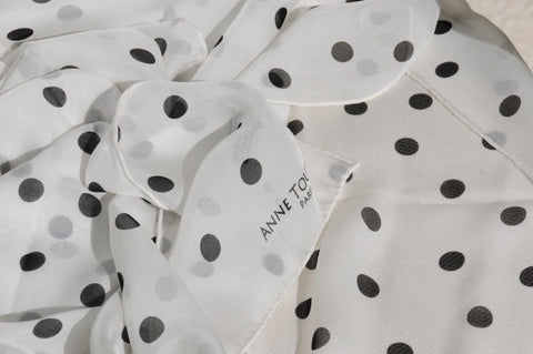 White polka dot silk scarf by ANNE TOURAINE Paris™ for July 4th 