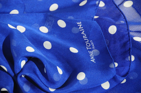 Blue polka dot silk scarf by ANNE TOURAINE Paris™ for July 4th