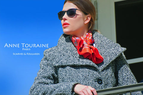 red floral scarf by ANNE TOURAINE Paris™: perfect to beat the chill