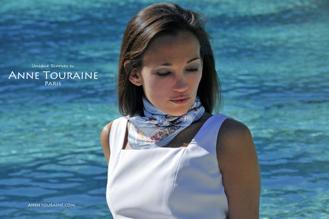 French scarves: blue nautical scarf by ANNE TOURAINE Paris™