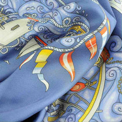 Nautical scarf, blue, silk by ANNE TOURAINE Paris™ scarves