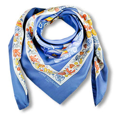 Nautical scarf, blue, silk by ANNE TOURAINE Paris™ scarves