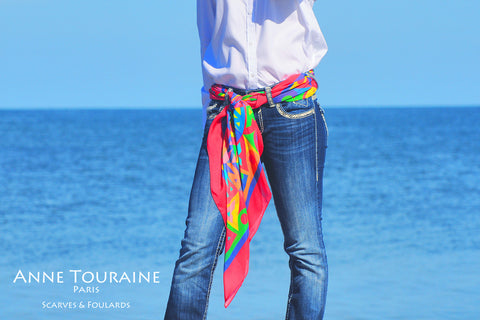 ANNE TOURAINE Paris™ extra large silk chiffon scarves; How to wear: silky belt