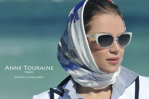 ANNE TOURAINE Paris™ silk scarves: Paris New York silk scarf and trendy vintage eye cat shades