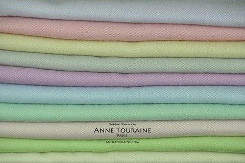 Cashmere silk pashmina scarves by ANNE TOURAINE Paris™; soft and precious pashmina available in a large array of pastel colors