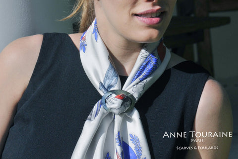 Large collection of scarf rings by ANNE TOURAINE Paris™. Available in mother of pearl, abalone, paua, wood, and horn. An elegant solution to keep your scarf in place.