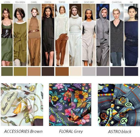 silk scarves by ANNE TOURAINE Paris™: trendy colors FW 2014 2015, brown grey black