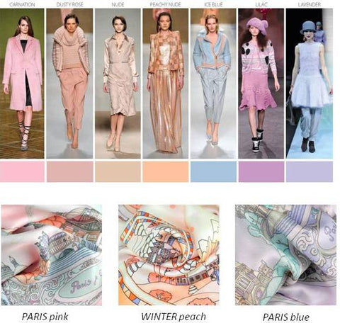 silk scarves by ANNE TOURAINE Paris™: trendy colors FW 2014 2015, icy pastels and baby colors