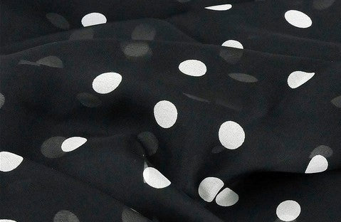 Black polka dot silk scarf, oblong by ANNE TOURAINE Paris™