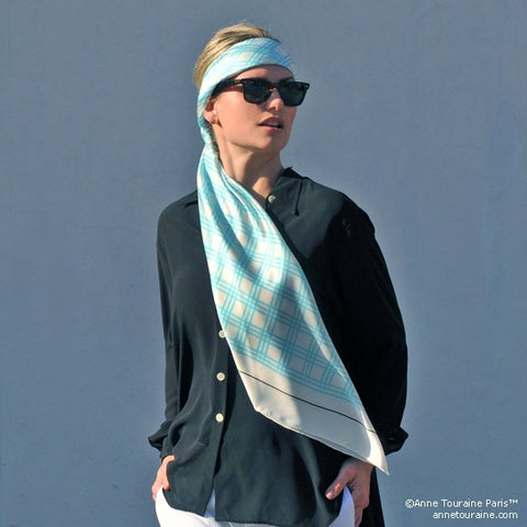 Silk scarves extra large blue by ANNE TOURAINE Paris™