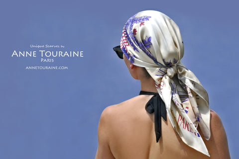 Paris New York scarf by ANNE TOURAINE Paris™ beige color pirate style