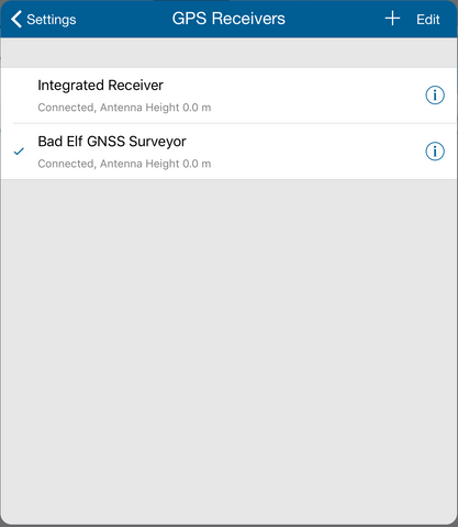 External GPS selection dialog in Esri Collector 10.4