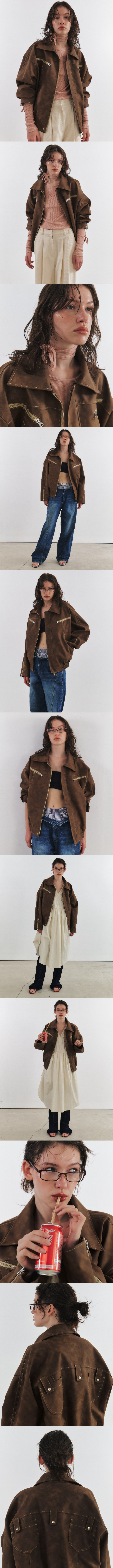 ECO LEATHER STITCH OVERSIZED JACKET