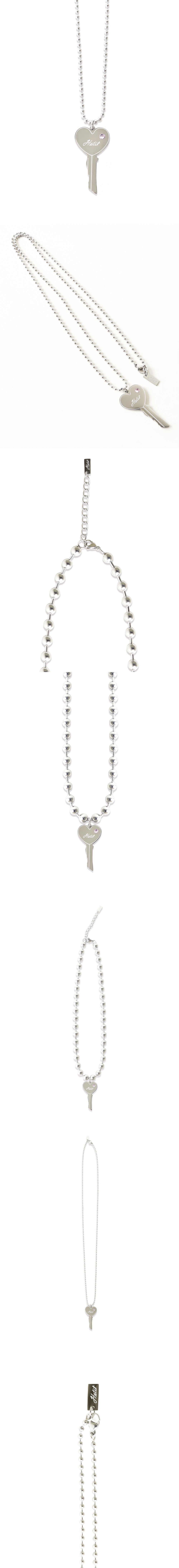 Bling Heart Key Necklace (Bold Chain)