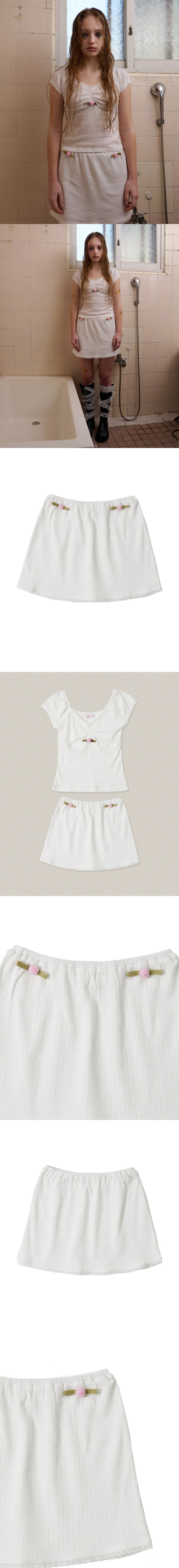 Pure Rose Cotton Skirt (White)